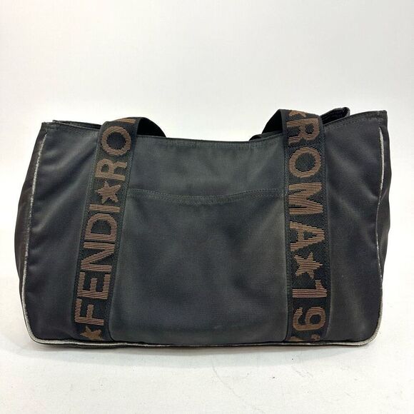 Vintage Fendi Roma Star Black Canvas Tote - Picture 2 of 16